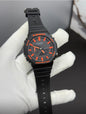 Hsg Black Silicone Strap Black Orange Dial Water resistant Blue Men Watch 989502