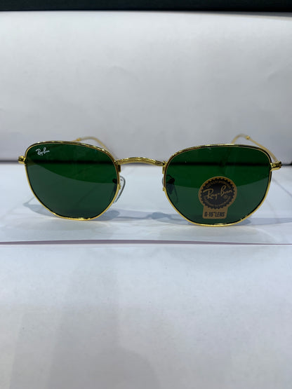 YAR RB Golden Frame Green Shade Unisex Aviator Sunglass RB 3548 62 16 125