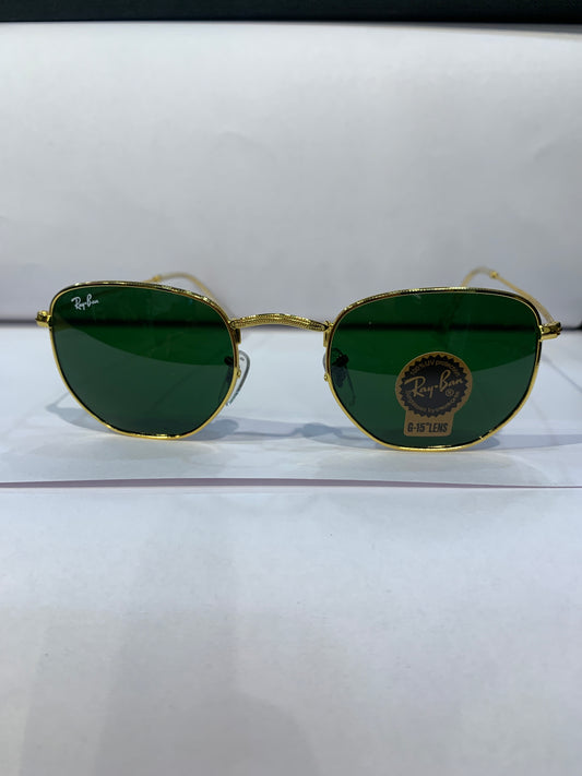 YAR RB Golden Frame Green Shade Unisex Aviator Sunglass RB 3548 62 16 125