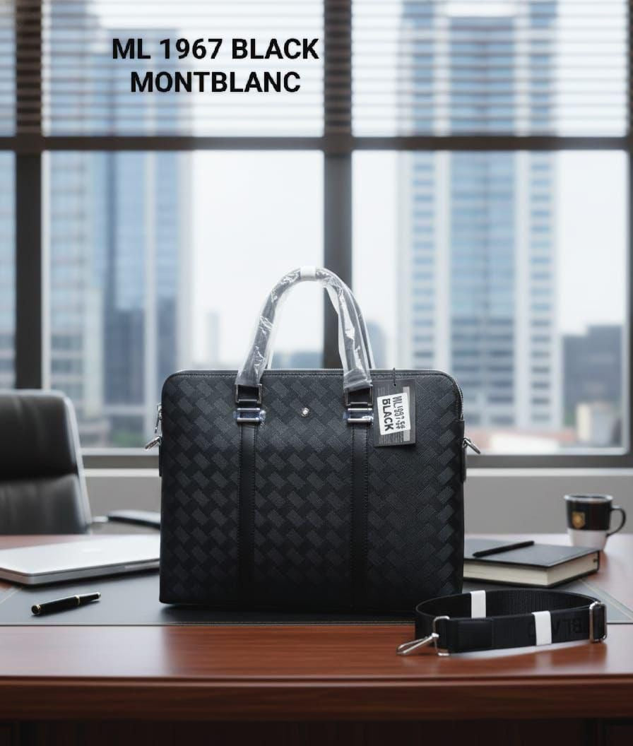 Nom Black Colour Black Flap Pocket Multi Zip Laptop Bag ML1967-5#