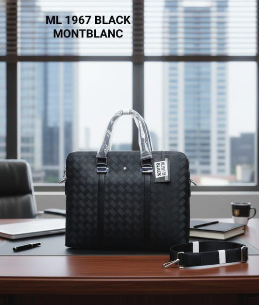 Nom Black Colour Black Flap Pocket Multi Zip Laptop Bag ML1967-5#