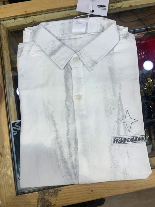 Vogue Design White Grey Shirt Half Sleeve Drop Shoulder W951
