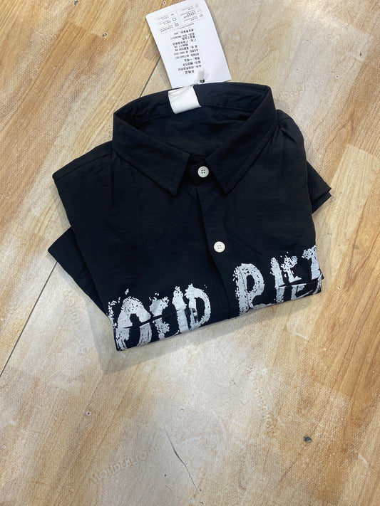 Vogue Design Black Shirt Half Sleeve Drop Shoulder W859