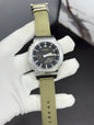 Hsg Olive Green Strap Silver Metal Black Dial Water resistant Sports Men Watch 989494