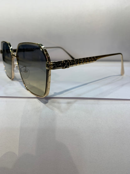 UOL Golden Frame Grey Trancy  Shade Unisex Sunglasses 28741 59 14 140 C6