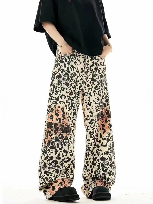 Fashion Leopard Colour Premium Quality Leopard Design Straight Fit Jeans NZ34