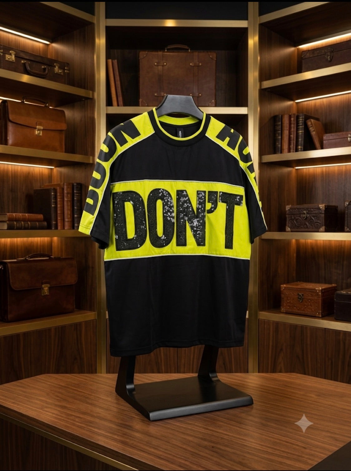 Y.Coo Black Neon Colour DON’T  Print Imported Men’s Round Neck T-Shirt Y-875