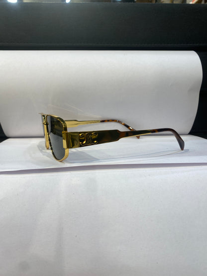 LEC CEL Gold Leopard Frame Green Shade Unisex Sunglass 4238 62 16 143