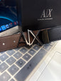 Mra Aix Full Black Matte Buckle Black Brown Reversible Strap Belt 989385