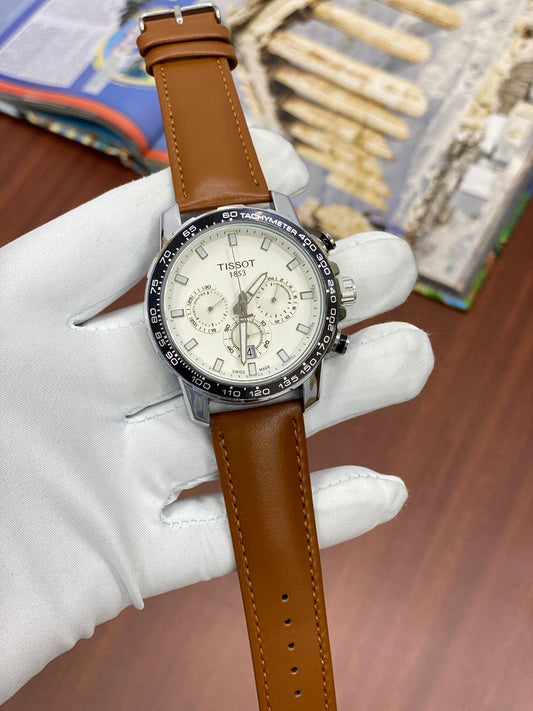 SIT TIS Tan Leather Strap White Silver Dial Men’s Watch 988326