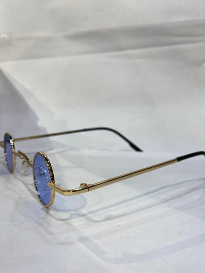 EMO Golden Frame Blue Shade Premium Quality Unisex Sunglass 674 28 39 138