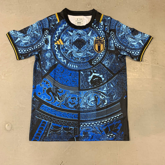 Ida Adi Blue Black Colour print Round Neck ITALIA FIGC Tshirt Jersey P95992