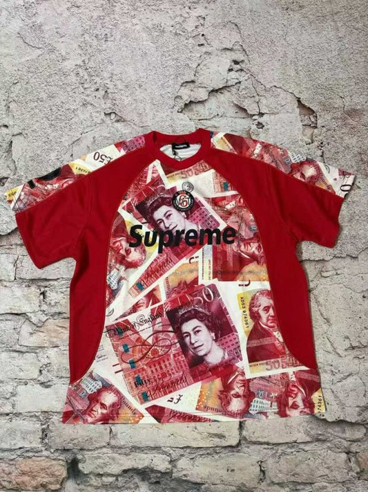 Machlofdty PUS Red White Colour Face Printed Imported Unisex Oversized Round Neck T- shirt 990695