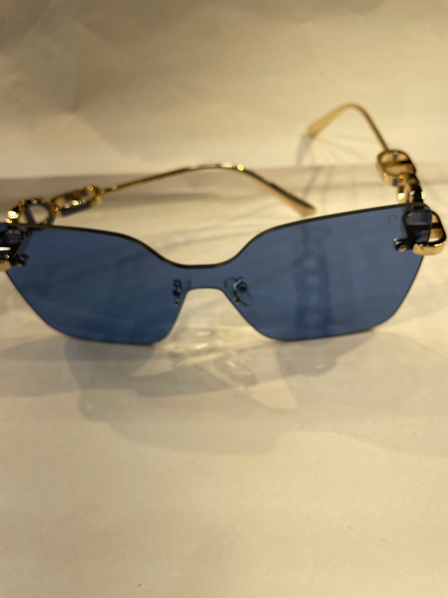 OID Frameless Golden Stick Blue Shade Unisex Sunglasses SUN254