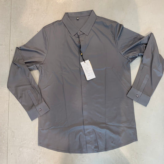 TEBAOGUO Grey Colour Full Sleeve Imported Stichless Strachable Men’s Shirt T22849