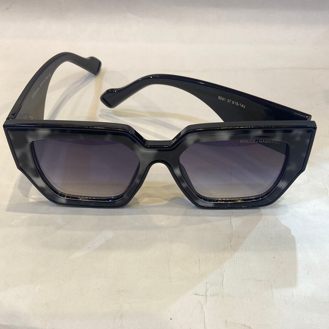 LOD DG White Black Leopard Frame Black Shade Sunglass 8291 57 18-142
