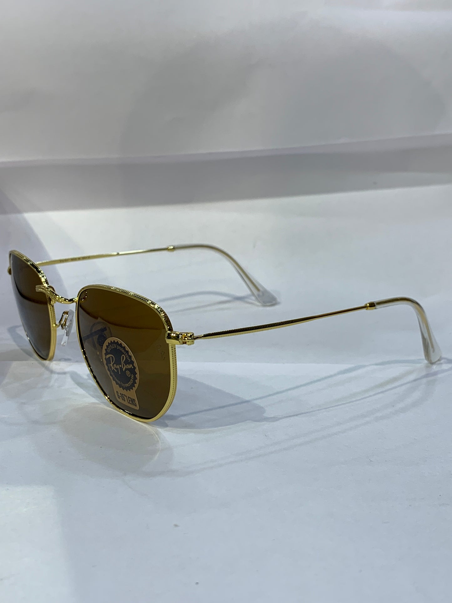 YAR Golden Frame Brown Shade Unisex Aviator Sunglass RB 3548 62 16 125