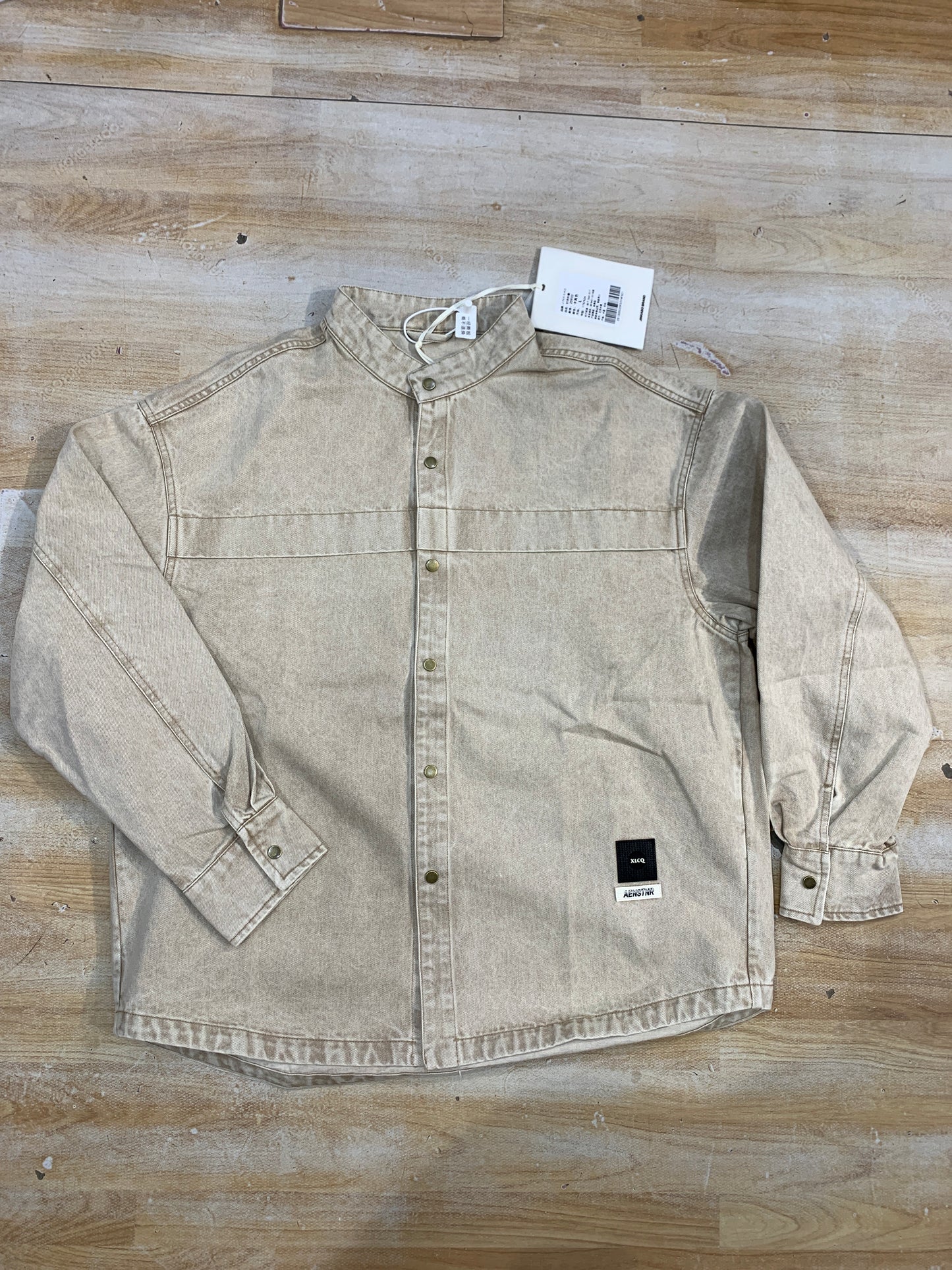 AENSTNR Beige Denim Chinese Collar Premium Quality Oversized Men’s Jacket 25933