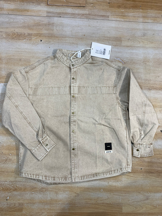 AENSTNR Beige Denim Chinese Collar Premium Quality Oversized Men’s Jacket 25933