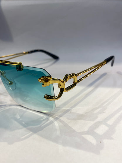 RAC Frameless Golden Black Stick Green Shade Sunglass SUN 007