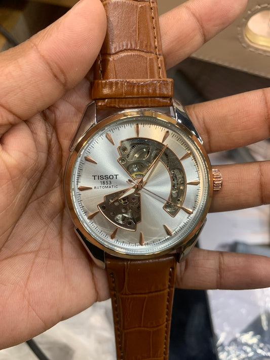 Sit Copper Silver Dial Brown Leather Strap Automatic Men’s Watch 990368