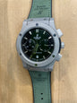 BUH HUB Olive Green Strap Silver Ring Black Dial Chrono Watch For Men 400920