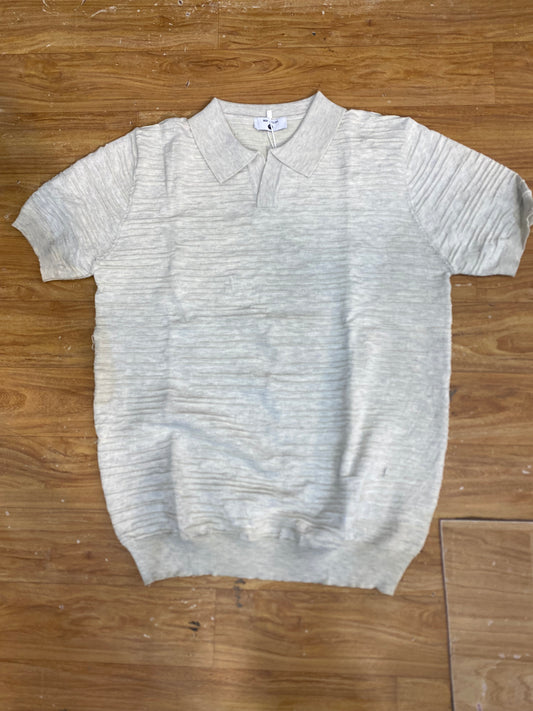 Man Style Grey Colour Knitte  Premium Quality Unisex Collar T-Shirt R86067