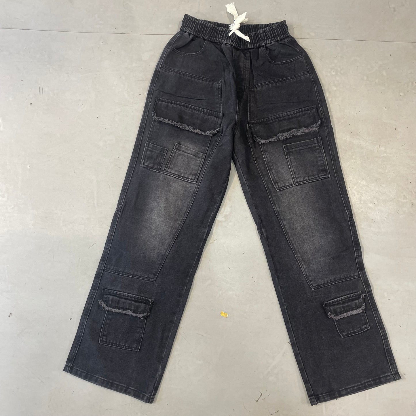 FASHION BEST Gray Black Colour Multi Pocket Imported Unisex Cargo Jeans 2496