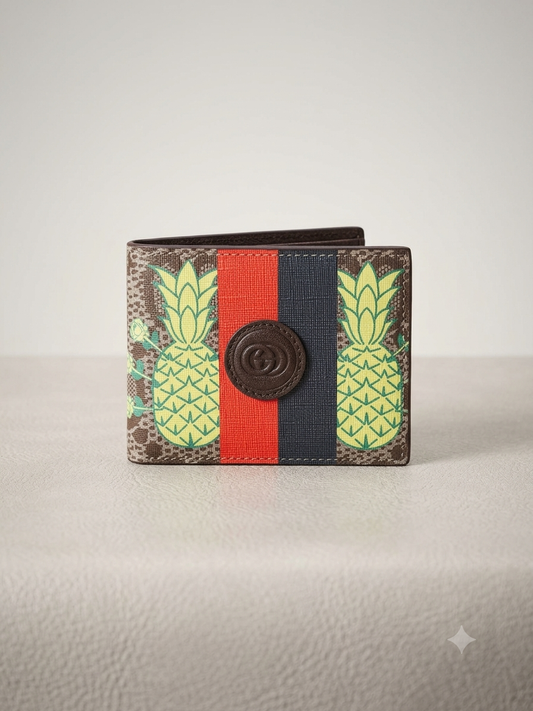 CUG GUC Brown Colour pineapple Print Italian Leather Imported Men’s Wallet 991342