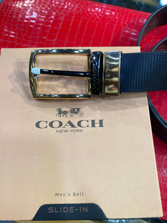AOC COA Black Golden Buckle With Black Brown Double Side Strap Men’s Belt 989912