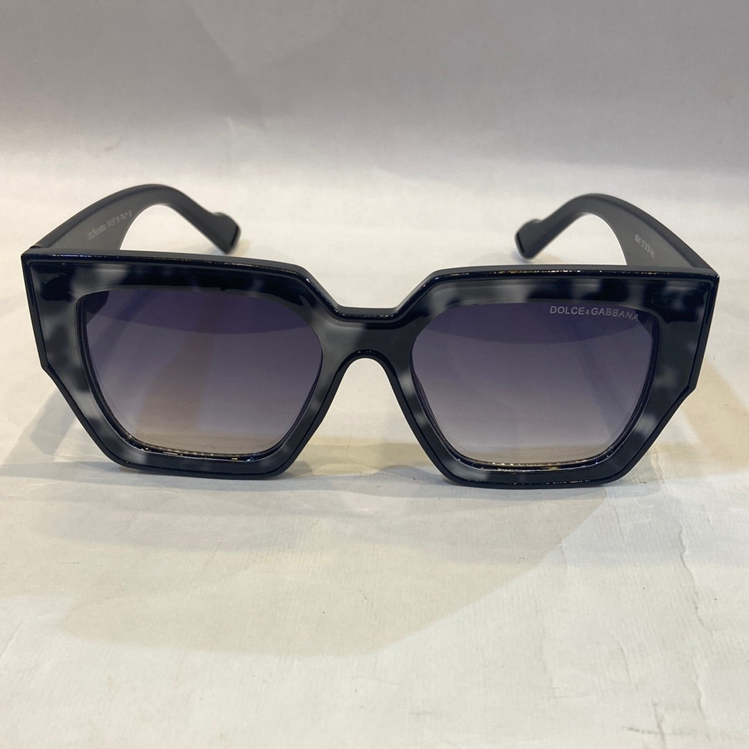 LOD DG White Black Leopard Frame Black Shade Sunglass 8291 57 18-142