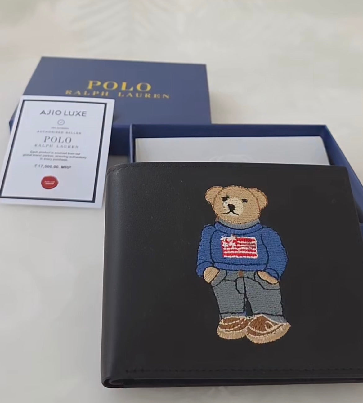 LOP POL Genuine Leather Teddy Embroidered Men’s Wallet 989288