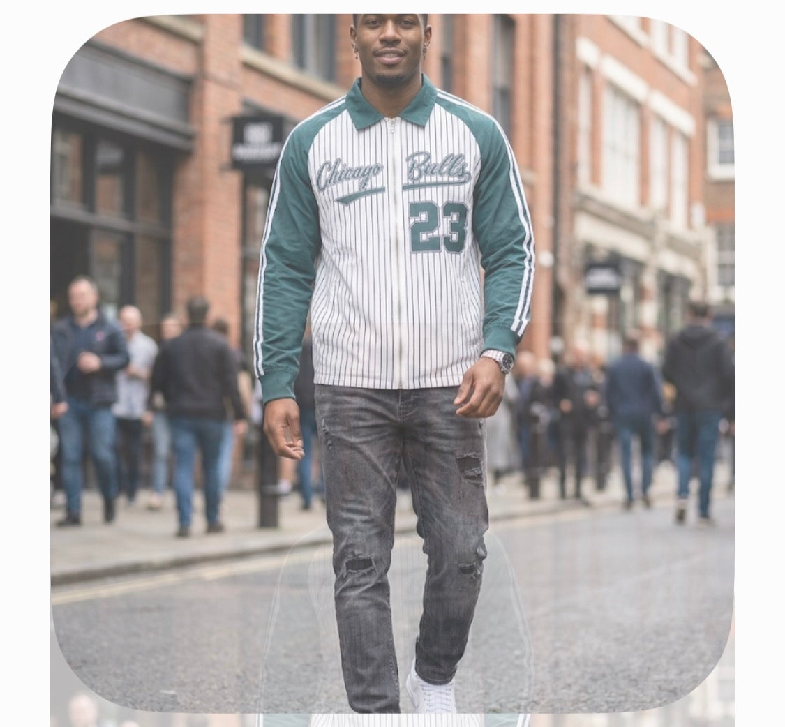 Vogue Design White Green Colour Green Lining 23 Print With Zip Full Sleeve Imported Men’s Shirt 1001