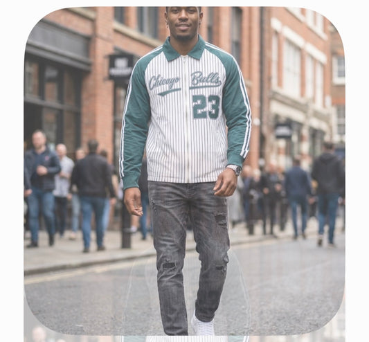 Vogue Design White Green Colour Green Lining 23 Print With Zip Full Sleeve Imported Men’s Shirt 1001