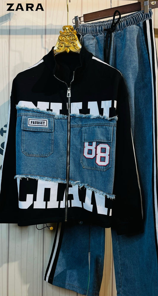 PAURSET 88 Black Blue Denim Premium Quality Imported Unisex Coord Set 909899