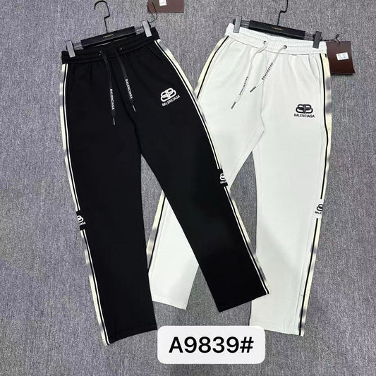 Generative Brand LAB BAL Grey Colour Straight Baggy Fit Cream Black Side Stripe Imported Lower A9839