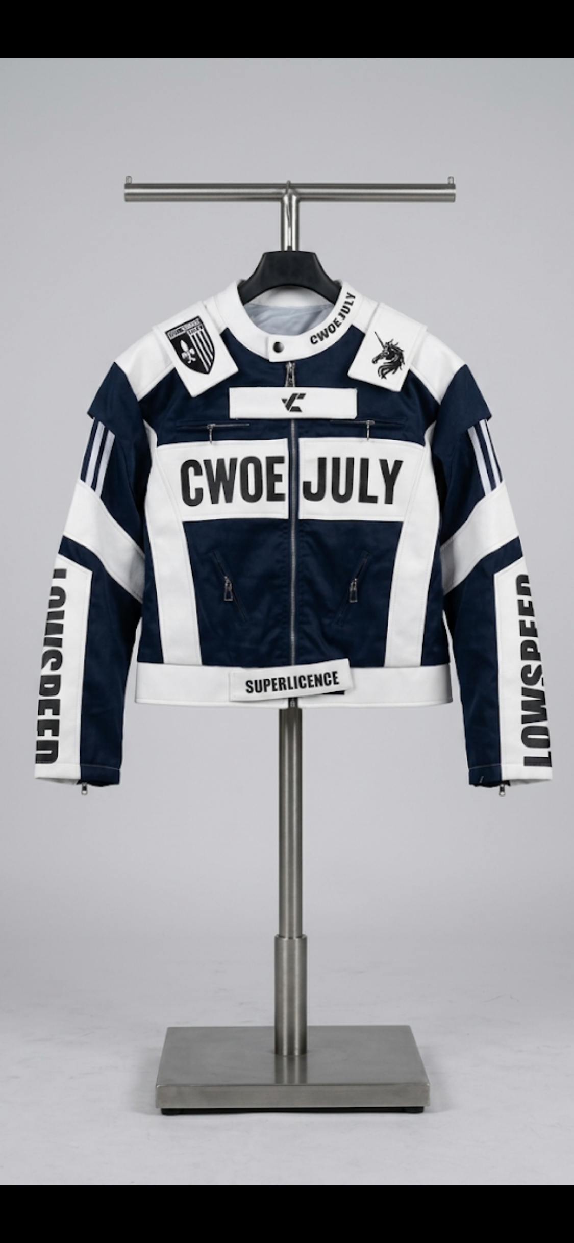 Q.w. Zhan Blue White Colour CWOE JULY  Print Premium Quality Unisex Jacket 991072