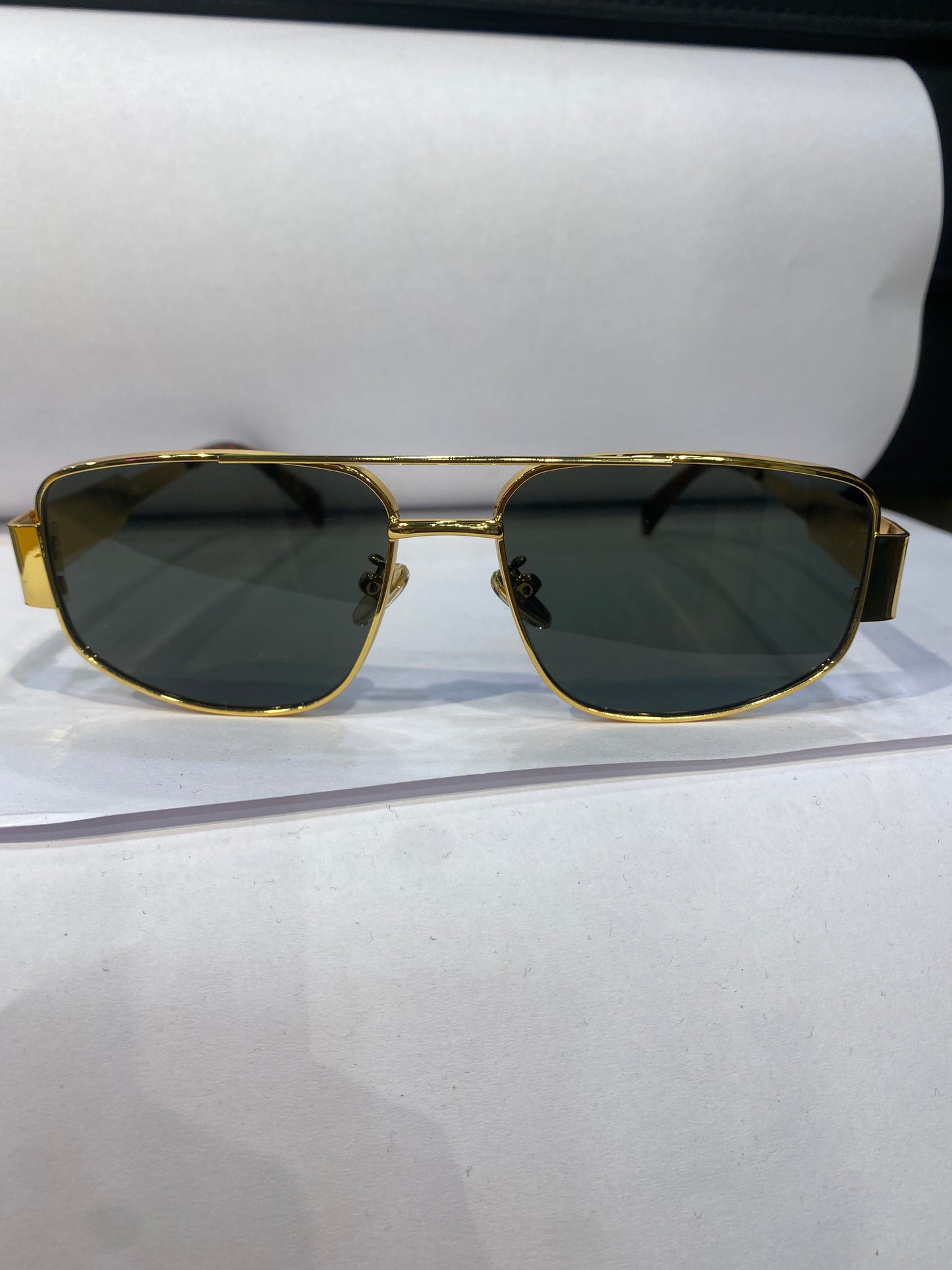 LEC CEL Gold Leopard Frame Green Shade Unisex Sunglass 4238 62 16 143
