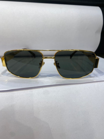 LEC CEL Gold Leopard Frame Green Shade Unisex Sunglass 4238 62 16 143