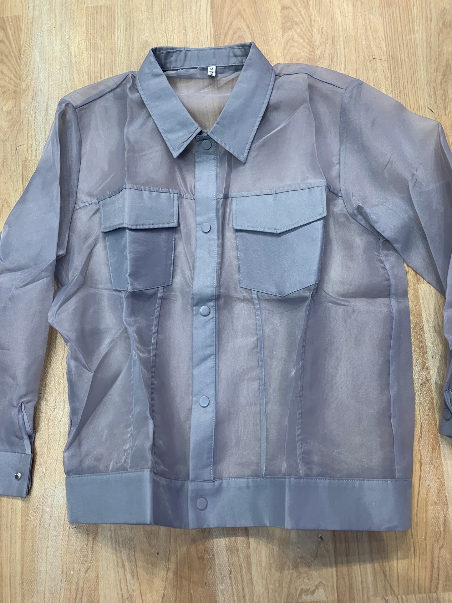 ZF Culture Grey Colour With Net Fabric Full Sleeve Shirt 2307