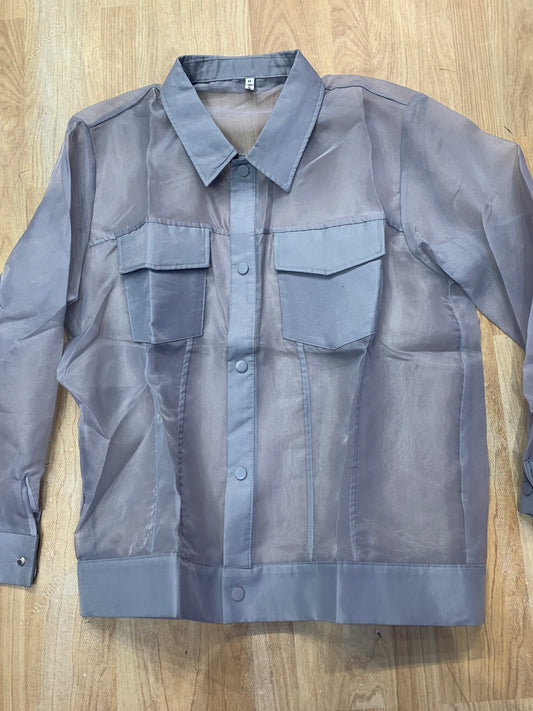 ZF Culture Grey Colour With Net Fabric Full Sleeve Shirt 2307
