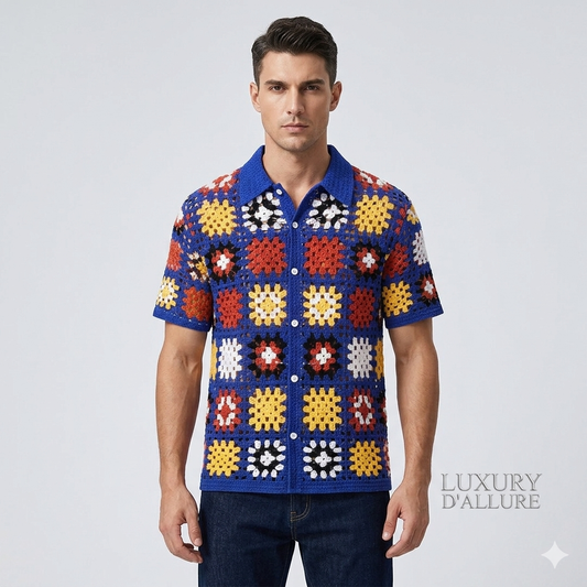 Panda Crochet Blue Orange Cream Yellow Colour See-Through Imported Unisex Shirt MS0135