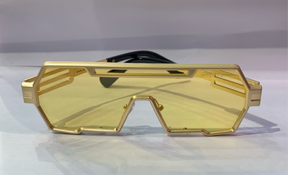 LAS FER Matt Golden Frame Trancy Yellow Shade Golden Black Stick Unisex Sunglasses SUN102