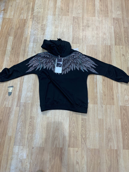 Hoodie Black Colour Stone Wings print 6609