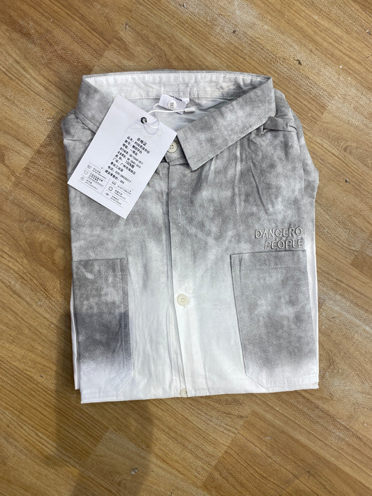 Vogue Design Grey White Shirt Half Sleeve Drop Shoulder W896