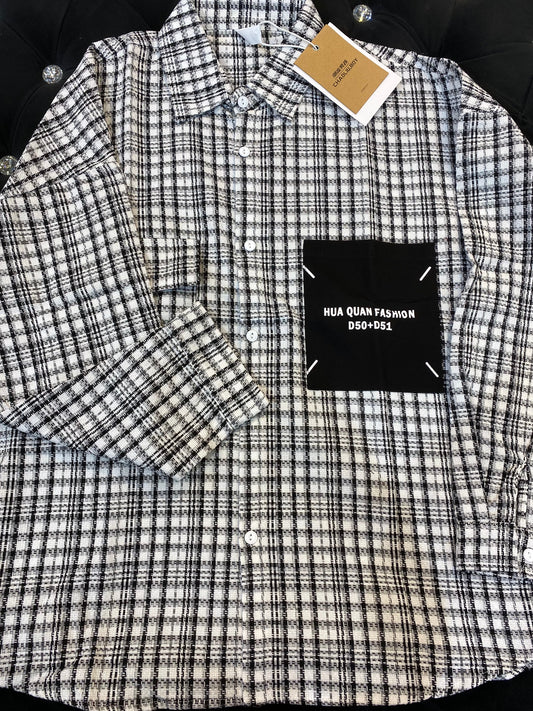 Chaoliu Boy White Colour Black Check Full Sleeve Shirt 977