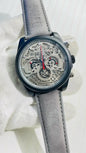 Gat Grey Leather Strap Black Ring Grey Dial Chronograph Working Men’s Watch 988977