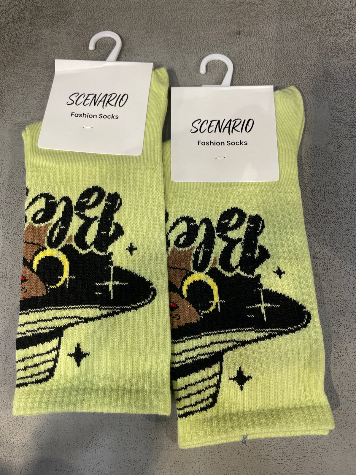 Scenario Green Colour Blessed Print Premium Quality Full Socks 991246