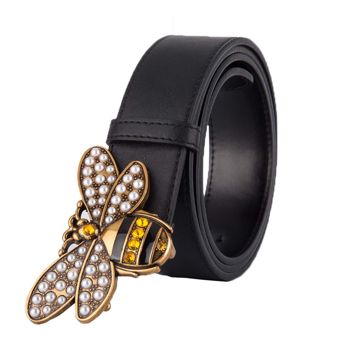 Cug Black Belt Big Bee Gold Stud Buckle Belt 20504