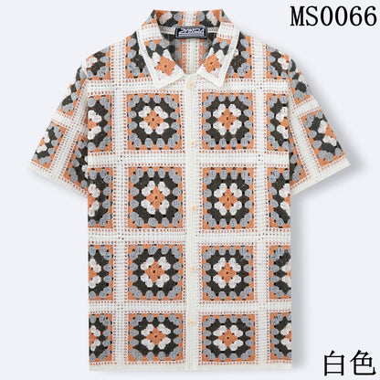 Panda Crochet White Rust Grey Green Colour See Through Imported Unisex Shirt MS0066